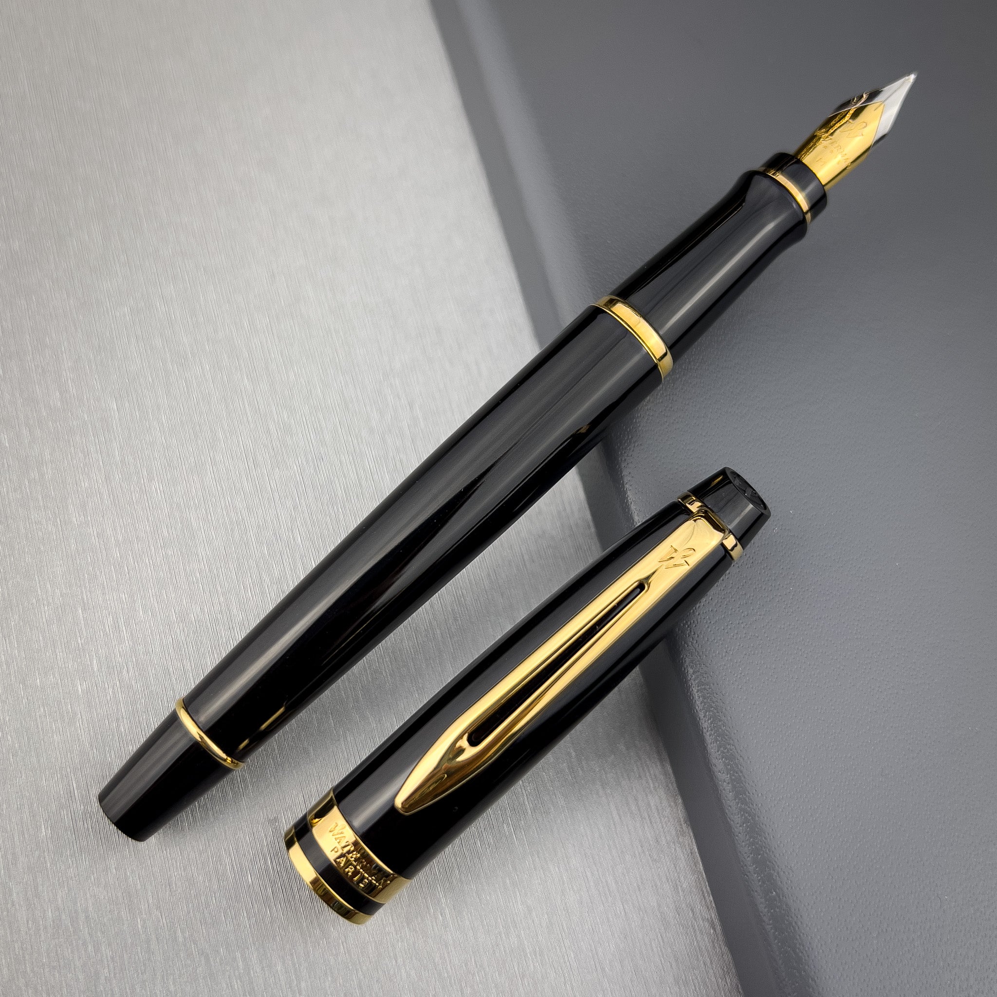 Waterman Expert Fountain Pen - Black w/ Gold Trim | Atlas Stationers