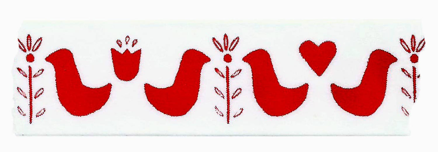 Red Modern Folk Bird Washi Tape