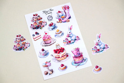 CoraCreaCrafts Sticker Sheet - Alice's Tea Party
