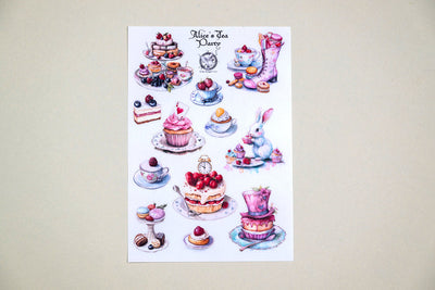CoraCreaCrafts Sticker Sheet - Alice's Tea Party