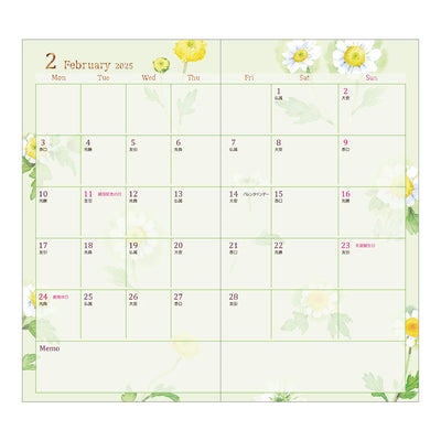 Midori Slim Pocket Diary - Country Time Flower