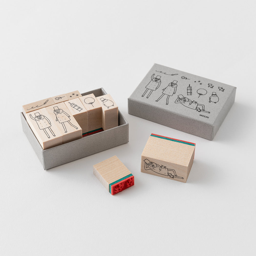 Midori Ojisan 30th Wooden Stamp Set A