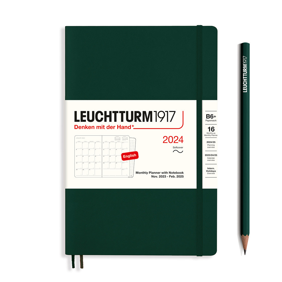 Leuchtturm Monthly Planner with Notebook - Paperback (B6+) 5' x 7