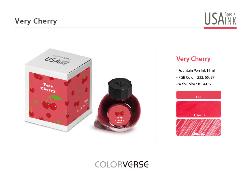 Colorverse USA Very Cherry (Michigan) - 15ml Bottled Ink