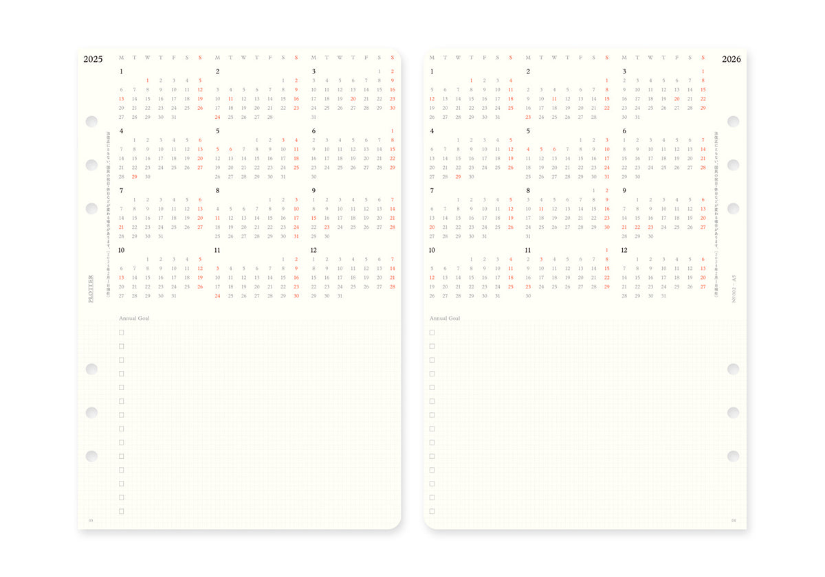 Plotter Weekly Schedule - A5 Size