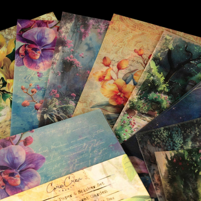 CoraCreaCrafts Sticker & Vellum Paper Set - Secret Garden