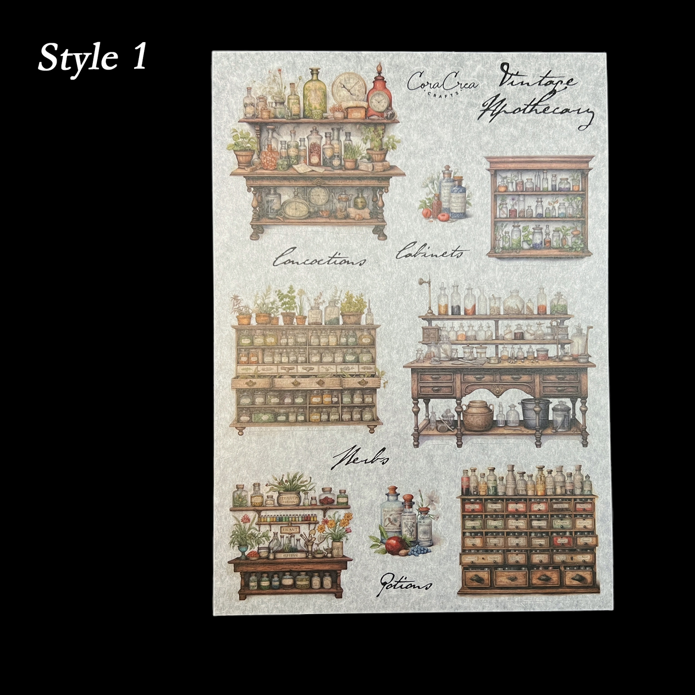 CoraCreaCrafts Sticker Sheet - Apothecary