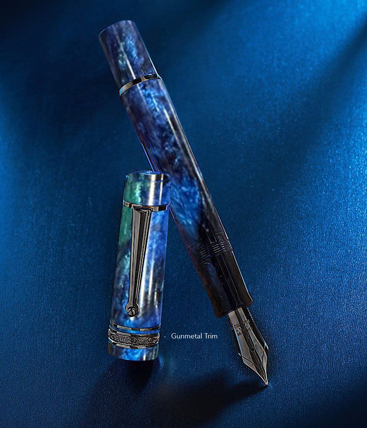 Delta DV Original Oversize Fountain Pen - Riviera Blue w/ Gunmetal Trim (Limited Edition)