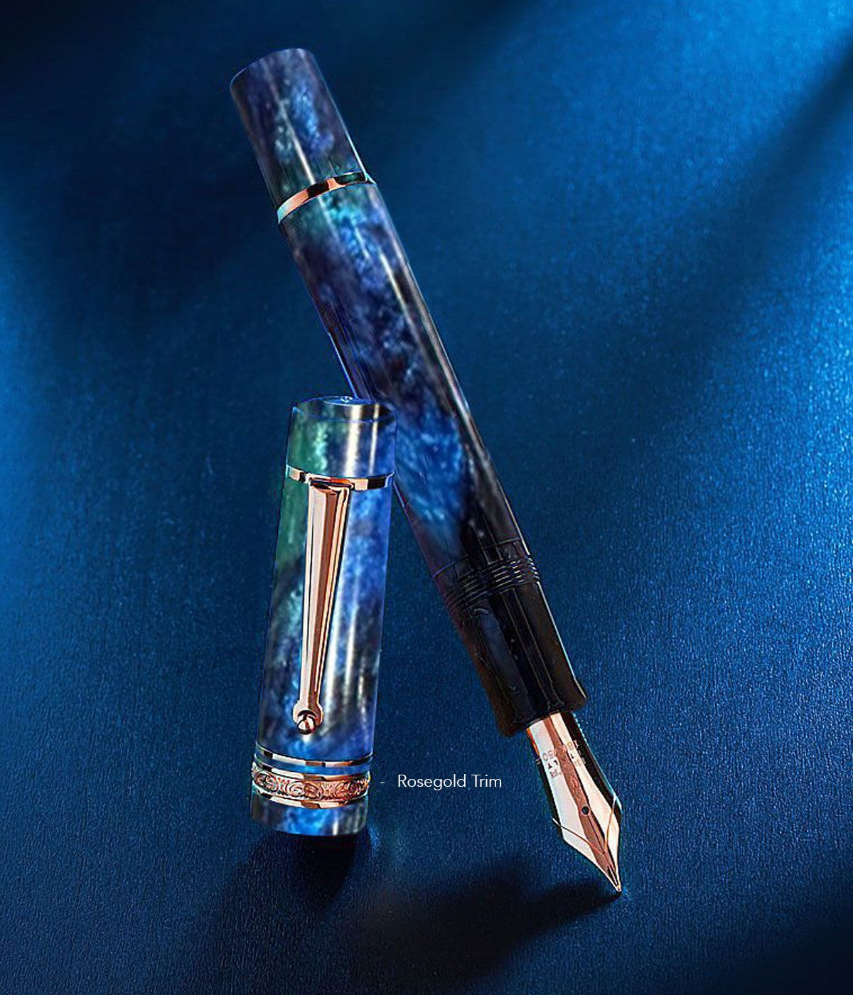 Delta DV Original Oversize Fountain Pen - Riviera Blue w/ Rosegold Trim (Limited Edition)