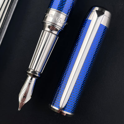 S.T. Dupont Line D Eternity XL Fountain Pen - Blue Guilloche