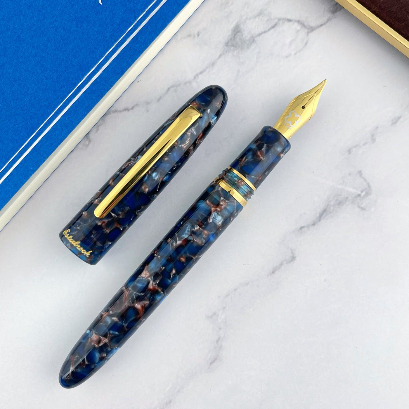 Esterbrook Estie Fountain Pen - Nouveau Blue w/ Gold Trim (Bundle Set)