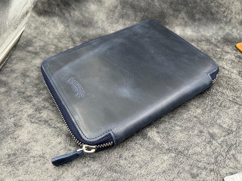 Galen Leather 10 Pen Zipper Case with A5 Notebook Holder