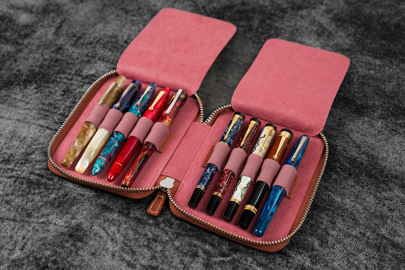 Galen Leather 10 Pen Zipper Case