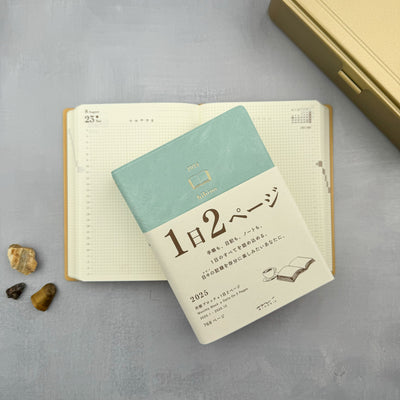 Midori Diary Hibino  - A6 Size - Blue-Green