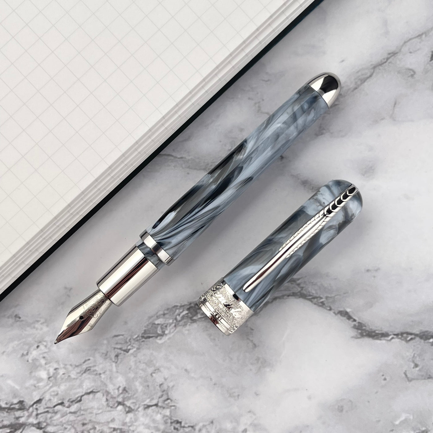 Pineider Avatar UR Mini Fountain Pen - Gray Zebrino