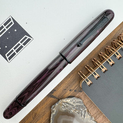 Penlux Elite Ebonite Fountain Pen - Purple Black Strip