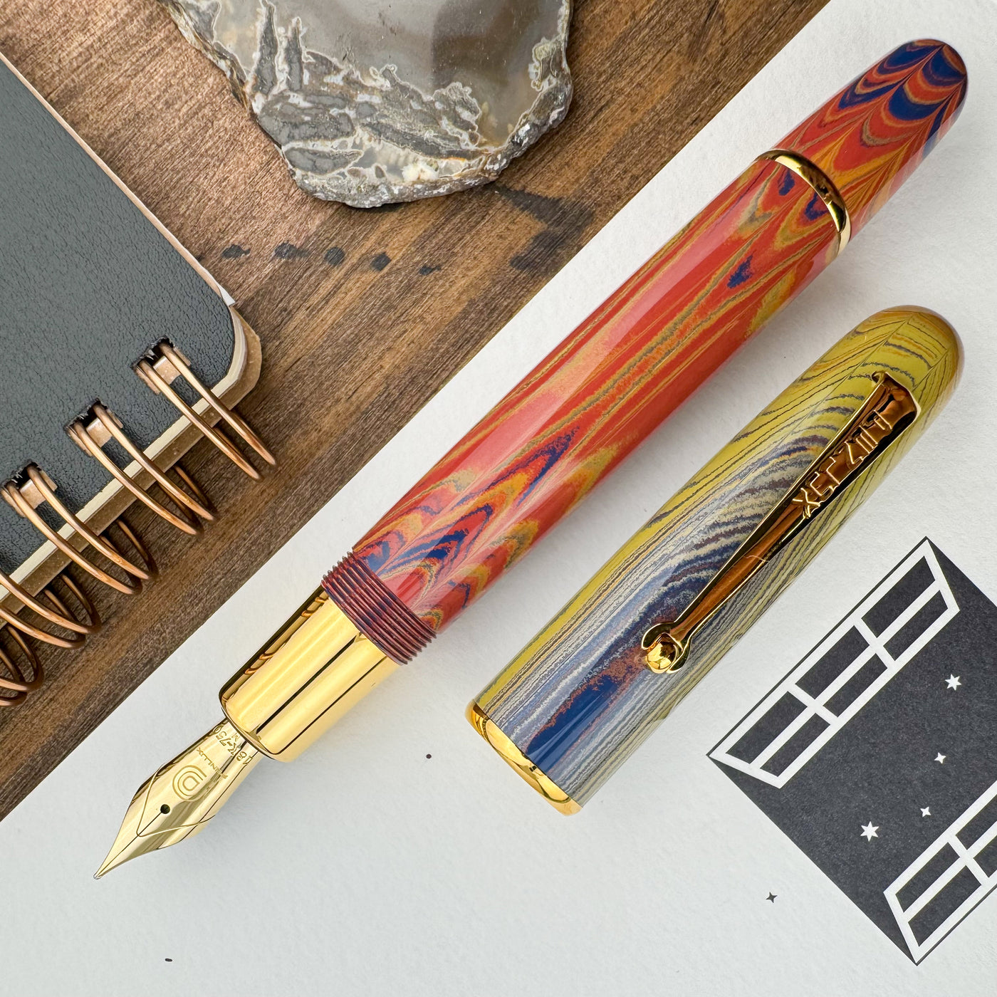 Penlux Elite Ebonite Fountain Pen - Sunset