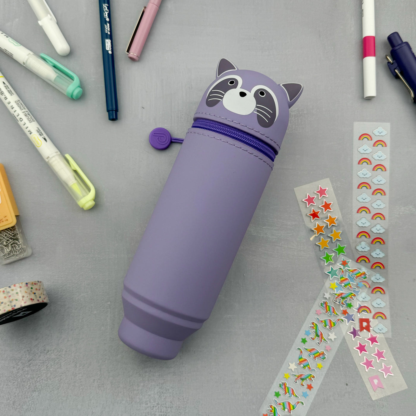 PuniLabo Stand Up Pen Case - Purple Racoon