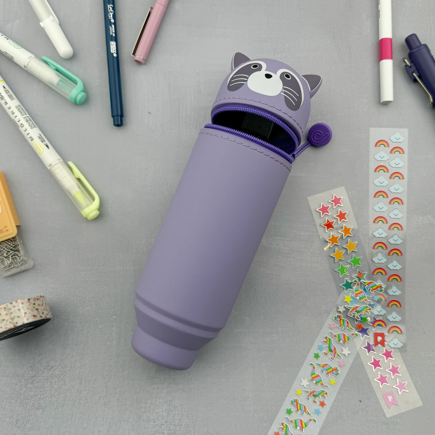 PuniLabo Stand Up Pen Case - Purple Racoon