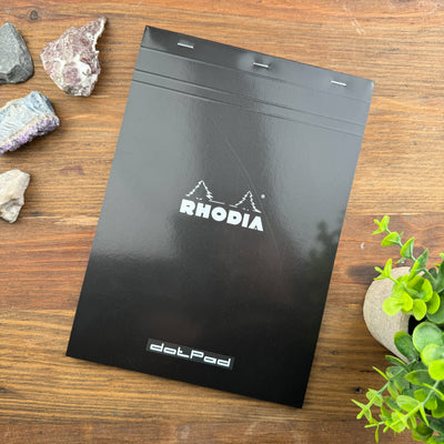 Rhodia Staplebound Notepad - Dot grid 80 sheets - 8 1/4 x 11 3/4 - Black cover