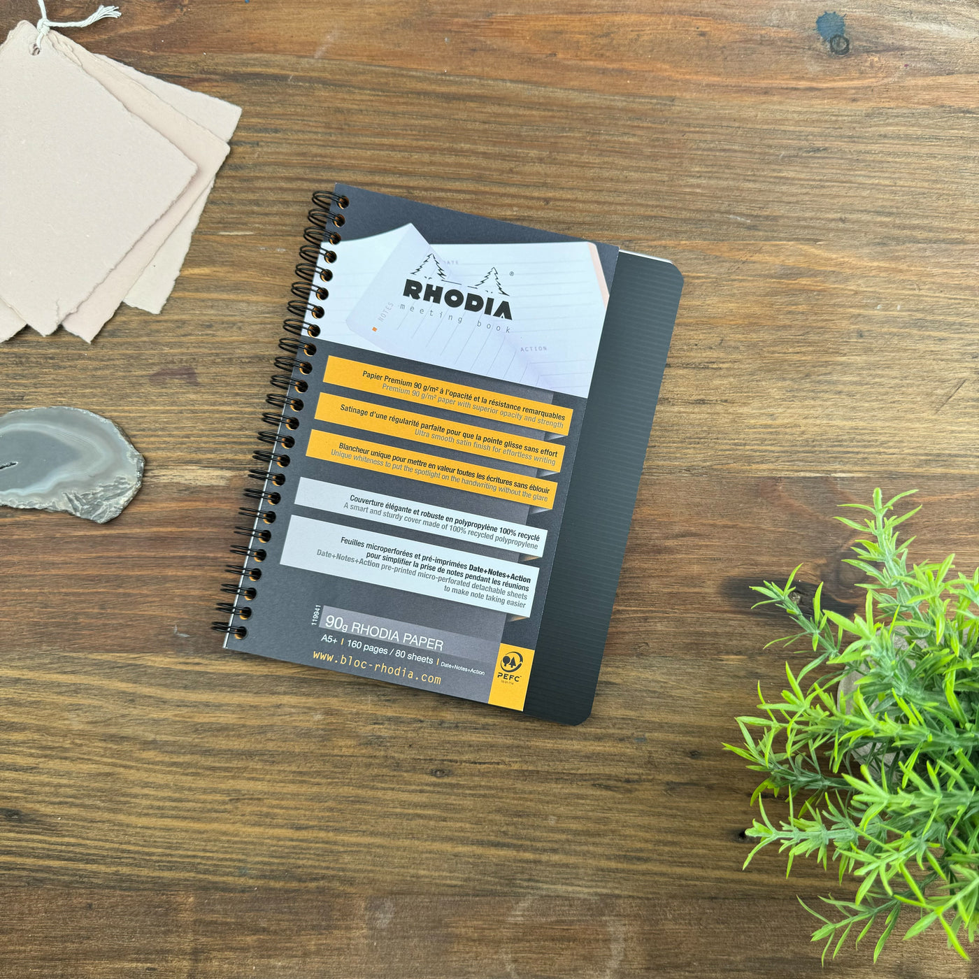 Rhodia Rhodiactive Meeting paper Book 90g paper - Lined 80 sheets - 6 1/2 x 8 1/4 - Black cover