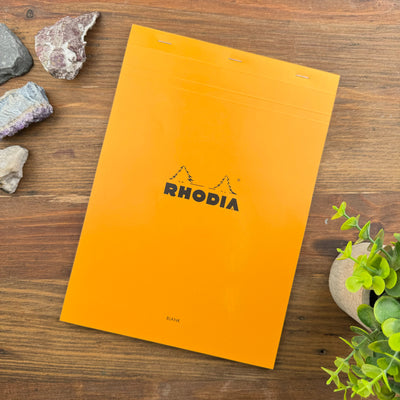 Rhodia Staplebound Notepad - Blank 80 sheets - 8 1/4 x 11 3/4 - Orange cover