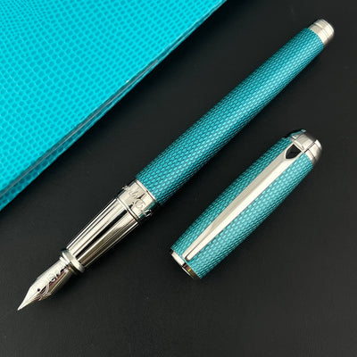 S.T. Dupont Line D Large Diamond Guilloche Fountain Pen - Aquamarine (Doorbuster)