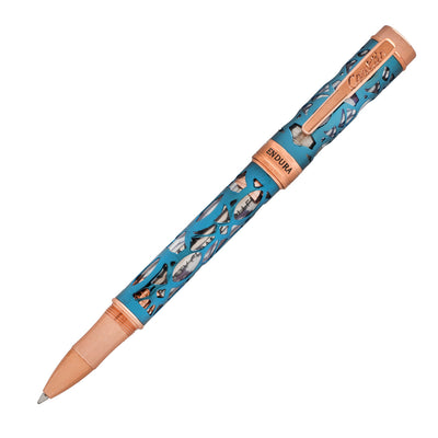 Conklin Endura Deco Crest Rollerball Pen - Demo Blue w/ Rose Gold