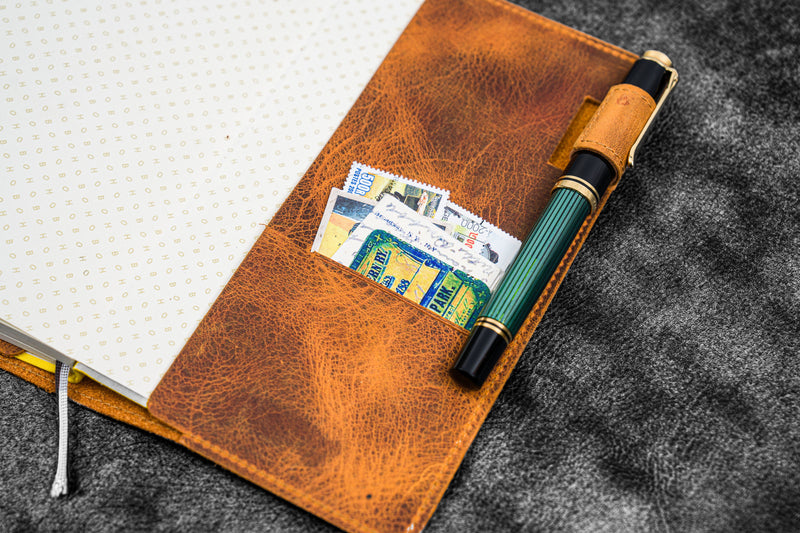 Galen Leather Hobonichi Weeks Notebook Cover Crazy Horse Honey Ochre