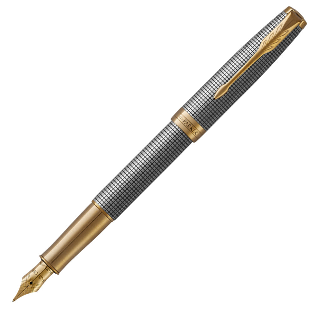 Parker Sonnet Fountain Pen - Silver Ciselé with Gold Trim | Atlas ...