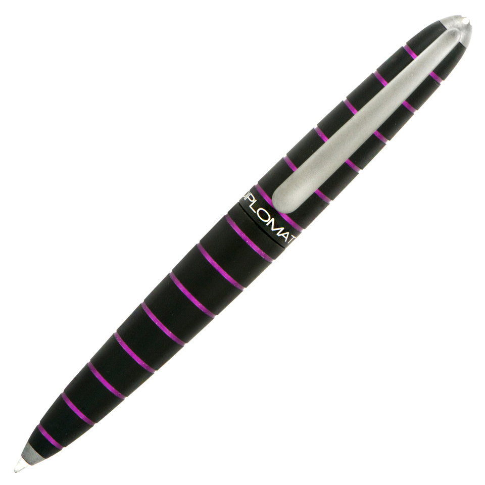 Diplomat Elox Ballpoint Pen - Black with Purple Rings | Atlas Stationers.