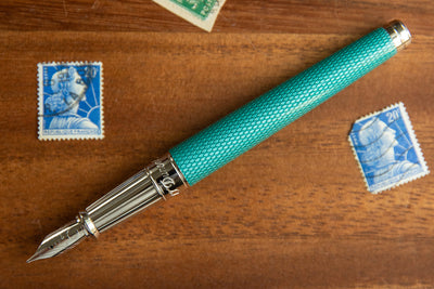 S.T. Dupont Line D Large Diamond Guilloche Fountain Pen - Aquamarine (Doorbuster)