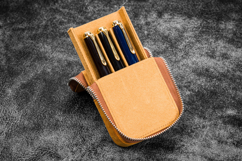 Handmade Crazy Horse Leather 1/2/3 Slots Pen Case Organizer