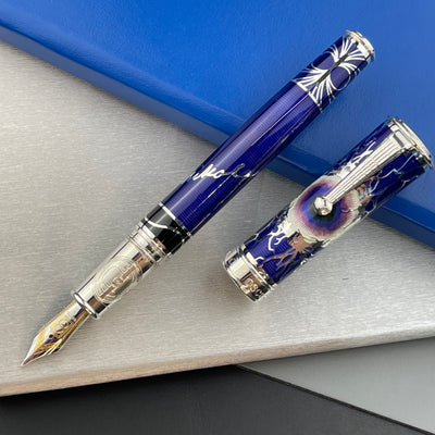 David Oscarson Nikola Tesla Fountain Pen - Purple w/ Silver Trim | Atlas Stationers.