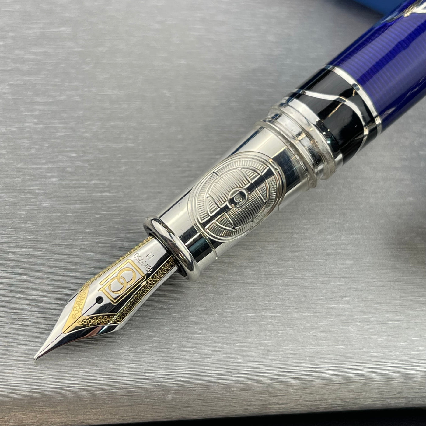 David Oscarson Nikola Tesla Fountain Pen - Purple w/ Silver Trim | Atlas Stationers.