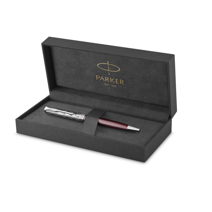 Parker Sonnet Ballpoint Pen - Metal & Red | Atlas Stationers