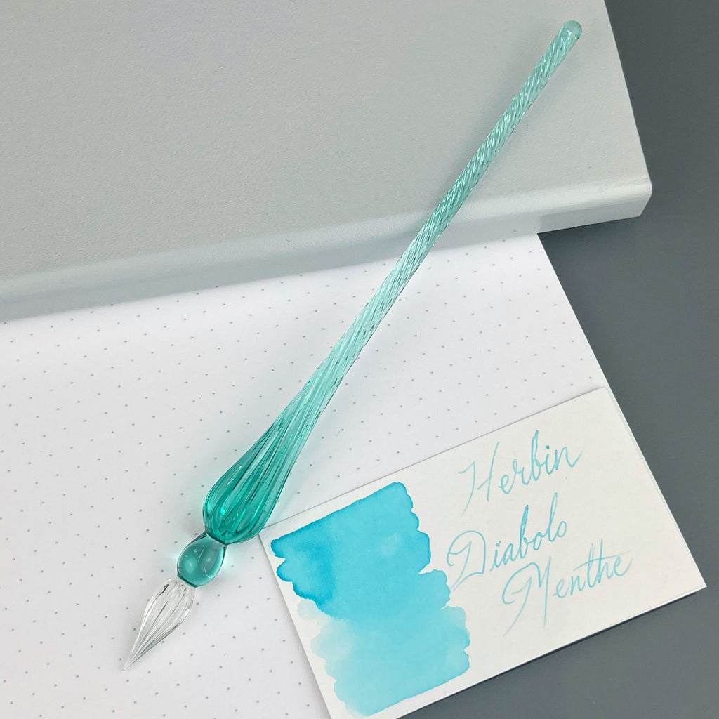 Herbin Round Glass Dip Pen - Green