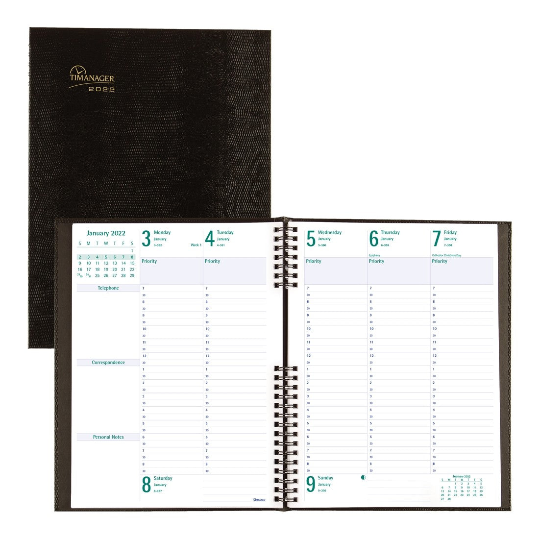 2024 Brownline CB965.BLK Daily Planner Appointment Book, 8-1/2 x